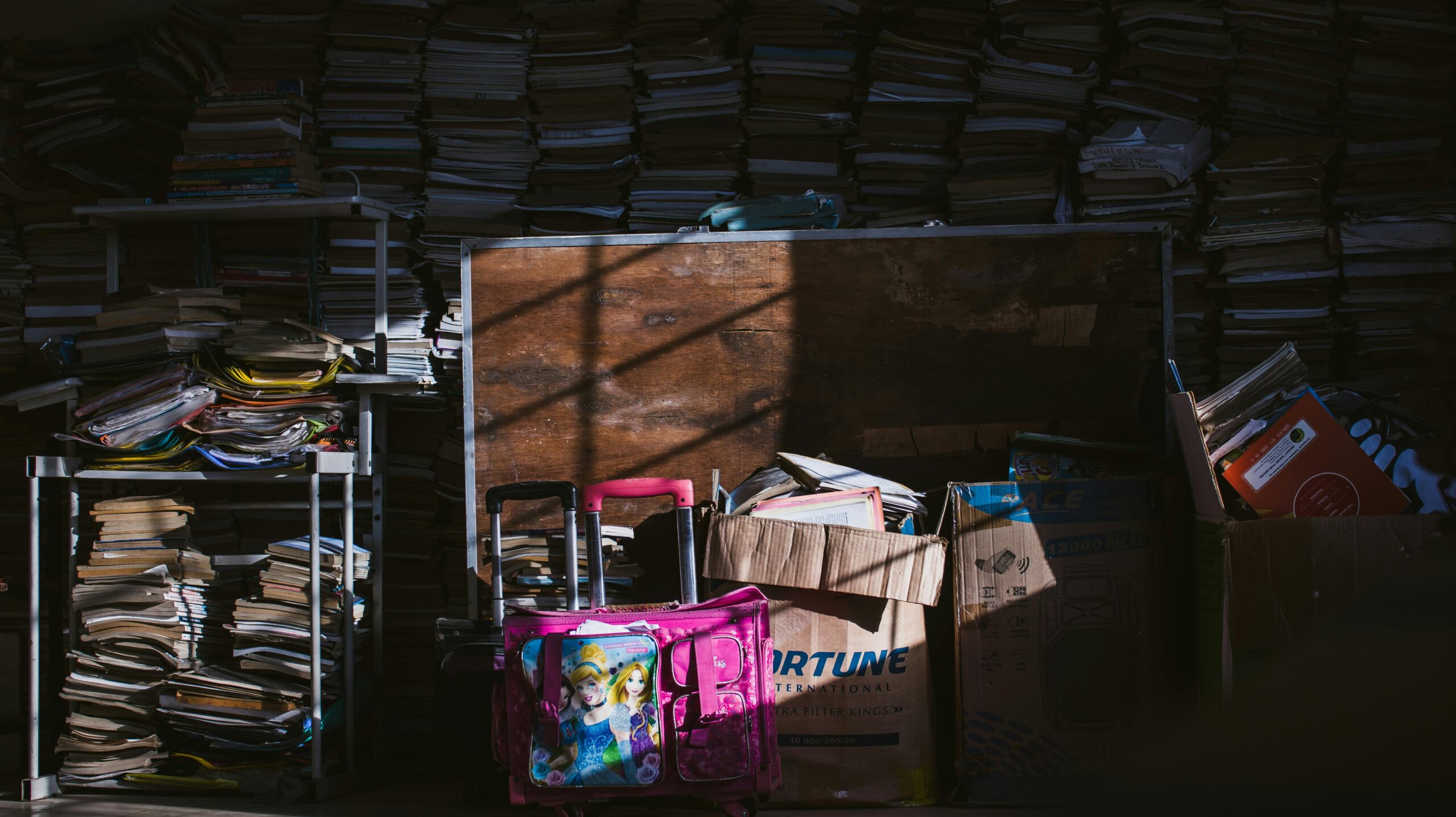 books and papers hoarder house